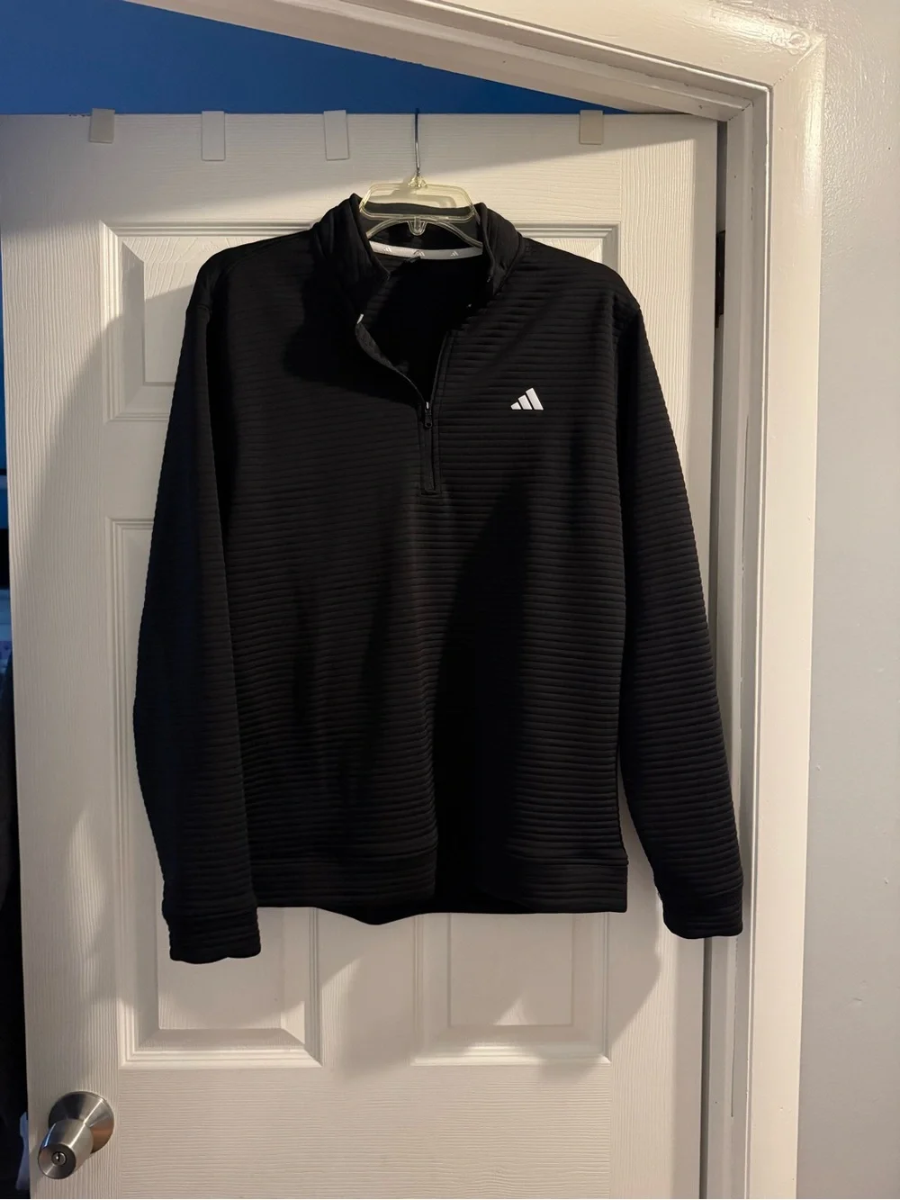 adidas Black Men's Half-Zip Textured Pullover